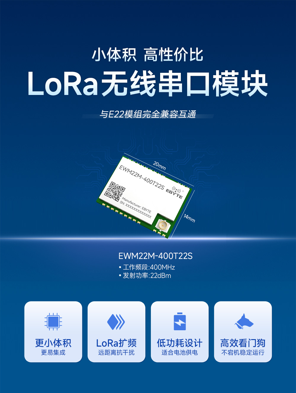 EWM22M-400T22S 低成本lora无线串口模块 (1)
